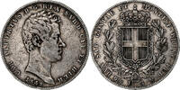 États italiens 5 Lire Monnaie, SARDINIA, Carlo Alberto, Genoa -