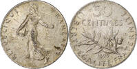 France 50 Centimes Monnaie, Semeuse, Paris, Argent, Gadoury:420 -