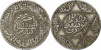 Maroc 1/2 Rial, 5 Dirhams Yusuf, bi-Bariz, Argent, KM:32 -