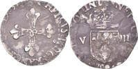 France 1/8 Ecu Monnaie, Henri III, Rennes, Argent, Gadoury:485 -