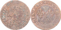 France Double Tournois Monnaie, Louis XIII, Rouen, Cuivre -