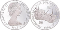 Îles Salomon 5 Dollars Monnaie, Elizabeth II, Argent, KM:16 -