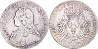France Ecu aux branches d'olivier Monnaie, Louis XV, Aix, Argent -