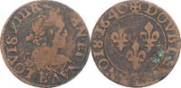 France Double Tournois Monnaie, Louis XIII, Tours, Cuivre -