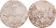 France 1/4 d'écu à la croix de face Monnaie, Henri III, Rennes -