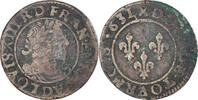 France Double Tournois Monnaie, Louis XIII, Lyon, Cuivre, CGKL:350 -