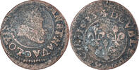 France Double Tournois Monnaie, Louis XIII, Lyon, Cuivre, CGKL:352.B -