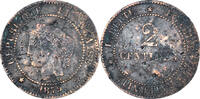 France 2 Centimes Monnaie, Cérès, Paris, Petit A, Bronze -