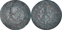 France Double Tournois Monnaie, Louis XIII, Poitiers, Cuivre -