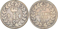 France 1 Décime Monnaie, Louis XVIII, Strasbourg, Bronze -