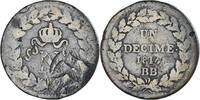 France 1 Décime Monnaie, Napoleon I, Strasbourg, Bronze -