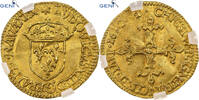 France Écu d'or à la croix bâtonnée Louis XIII, Saint-Lô, Or, GENI -