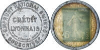 France 5 Centimes Credit Lyonnais, Timbre-Monnaie, Aluminium -