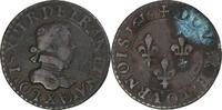 France Double Tournois Louis XIII, Amiens, 3rd type, Cuivre -