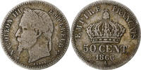 France 50 Centimes Monnaie, Napoleon III, Paris, Argent -