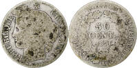 France 50 Centimes Monnaie, Cérès, Bordeaux, B, Argent, Gadoury:419 -