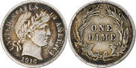 États-Unis Dime Monnaie, Barber Dime, Philadelphie, Argent, KM:113 -
