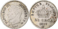France 20 Centimes Monnaie, Napoleon III, Strasbourg, Argent -