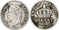 France 20 Centimes Napoleon III, Bordeaux, Argent, Gadoury:308 -
