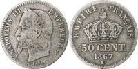 France 50 Centimes Napoleon III, Bordeaux, Argent, Gadoury:417 -