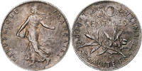 France 50 Centimes Monnaie, Semeuse, Paris, Argent, KM:854 -