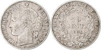 France 50 Centimes Cérès, Paris, Argent, Gadoury:419a, KM:834.1 -