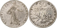 France 50 Centimes Semeuse, Paris, Argent, Gadoury:420, KM:854 -
