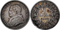 États italiens Lira PAPAL STATES, Pius IX, Rome, Argent, KM:1378 -