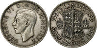 Grande-Bretagne 1/2 Crown George VI, Argent, KM:856 -