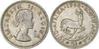 Afrique du Sud 5 Shillings Élisabeth II, Pretoria, Argent, KM:52 -