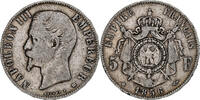France 5 Francs Napoléon III, Strasbourg, Argent, Gadoury:734 -