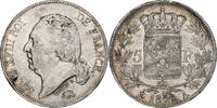 France 5 Francs Louis XVIII, Paris, Argent, Gadoury:614, KM:711.1 -