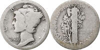 États-Unis Dime Mercury Dime, Philadelphie, Argent, B, KM:140 -