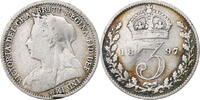 Grande-Bretagne 3 Pence Victoria, Argent, KM:777 -