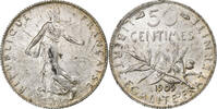 France 50 Centimes Semeuse, Paris, Argent, Gadoury:420, KM:854 -