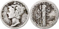 États-Unis Dime Mercury Dime, Denver, Argent, B, KM:140 -