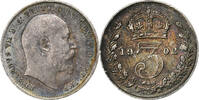 Grande-Bretagne 3 Pence Edward VII, Argent, KM:797.1 -