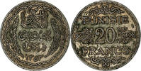 Tunisie 20 Francs Ahmad Pasha Bey, Paris, Argent, KM:263 -