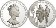 Îles Malouines 50 Pence Îles Falkland, Élisabeth II, Pobjoy Mint, BE, Argent -