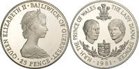 Guernesey 25 Pence Élisabeth II, BE, Argent, KM:36a -