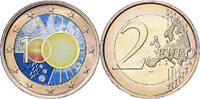 Belgique 2 Euro Colorisé, Bruxelles, Bimétallique -