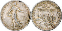 France 50 Centimes Semeuse, Paris, Argent, Gadoury:420, KM:854 -