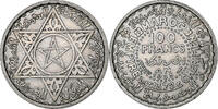 Maroc 100 Francs Mohammed V, Paris, Argent, KM:52 -