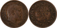 Indes britannique 1/4 Anna Inde britannique, Edward VII, Calcutta, Cuivre, KM:501 -