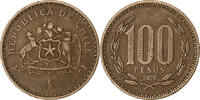 Chili 100 Pesos Santiago, Bronze-Aluminium, KM:226.2 -