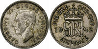 Grande-Bretagne 6 Pence George VI, Argent, KM:852 -