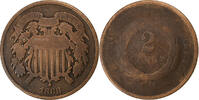 États-Unis 2 Cents U.S. Mint, Copper-Tin-Zinc, B, KM:94 -