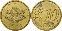 Lettonie 10 Euro Cent large coat of arms of the Republic, Or -