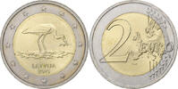Lettonie 2 Euro Latvia, Cigogne, Bi-Metallic -