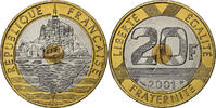France 20 Francs Mont Saint Michel, BU, Tri-Metallic, Gadoury:871a -